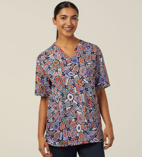 Water Dreaming Unisex Indigenous Scrub Top CATRG9 Health & Beauty Softies 2XS  